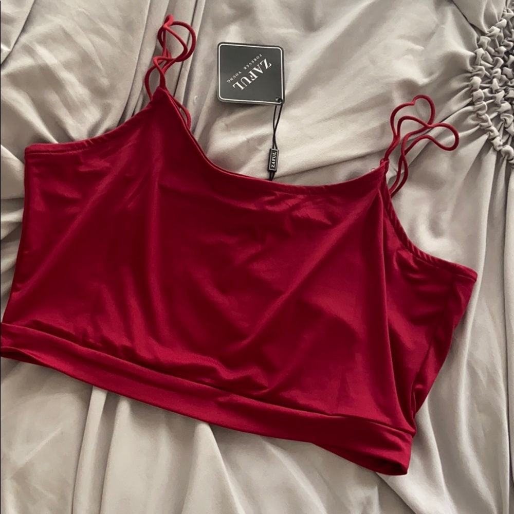 Crop Strappy Cami Top - Red Wine